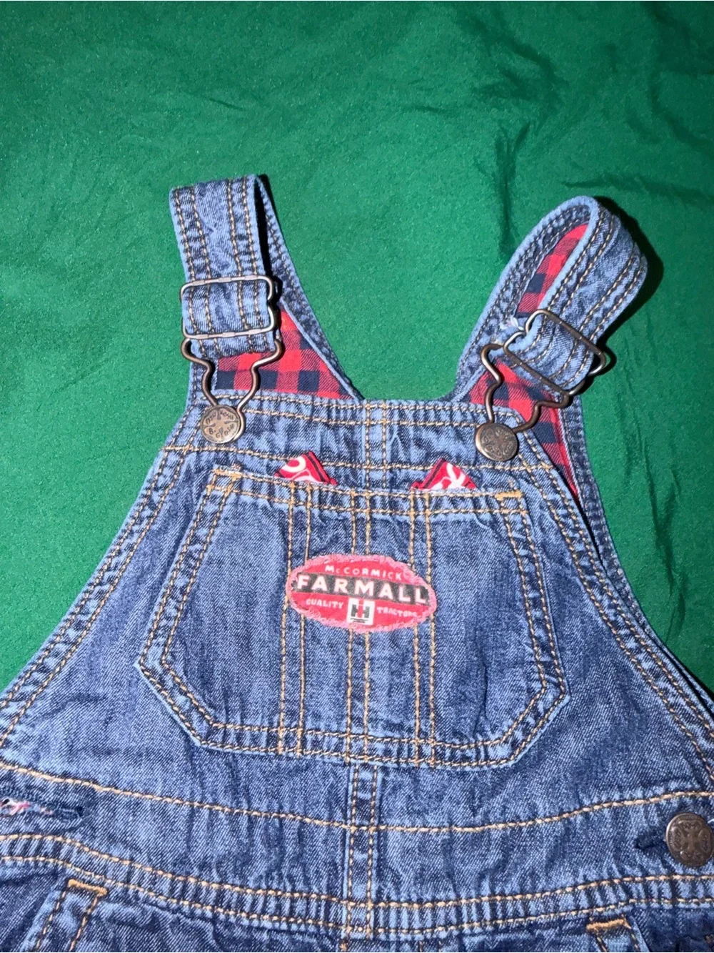 18 month - OshKosh B’Gosh - Denim Kids Overalls with Tractor Patch, Lined